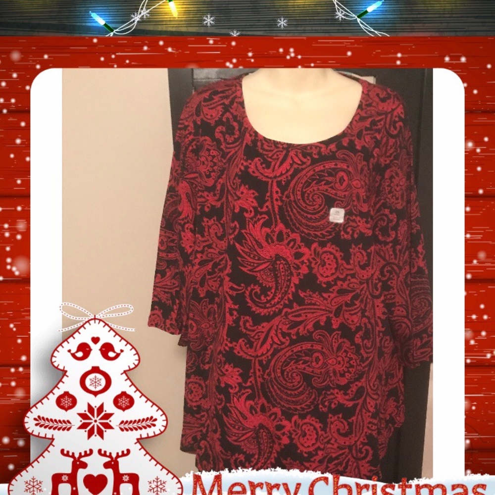 NWT Red paisley print top